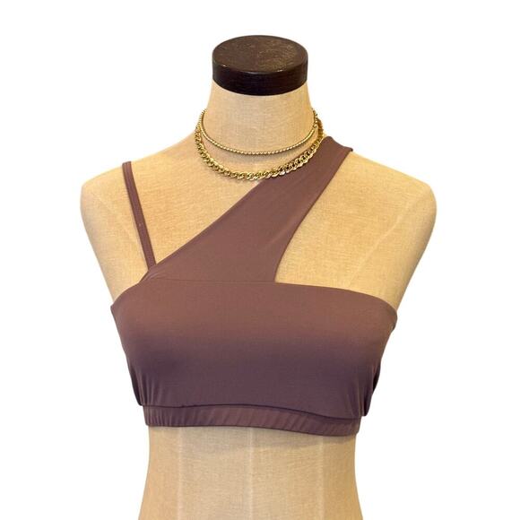 YEAR OF OURS Brown Criss Cross Strap Made in USA Sports Bra Top Women size M - Picture 1 of 5